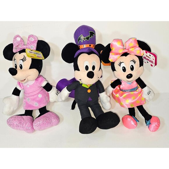 Lor od 3 Mickey Minnie Mouse Plush 11" NEW WITH TAGS NWT Magician Mickey - Picture 1 of 3